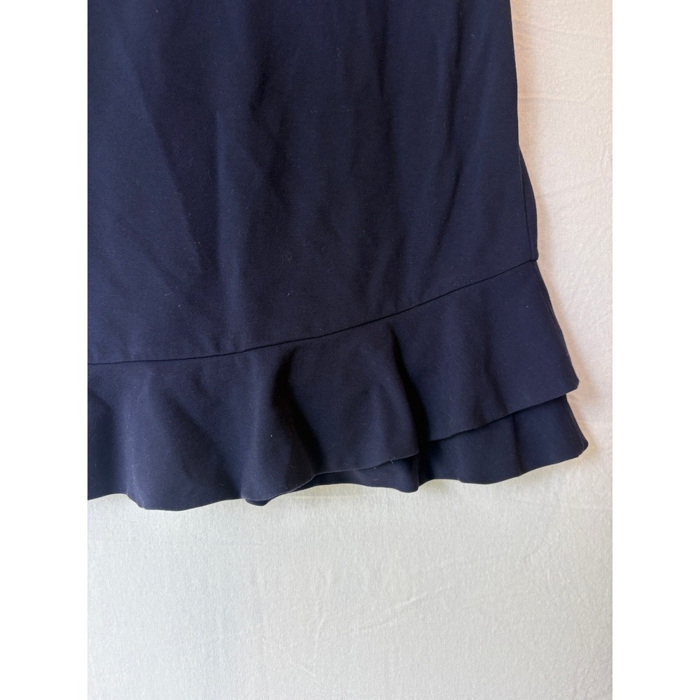 Diane von Furstenberg Navy Blue‎ Ruffle Hem Short Sleeve Sheath Dress Size 4 - Picture 5 of 10